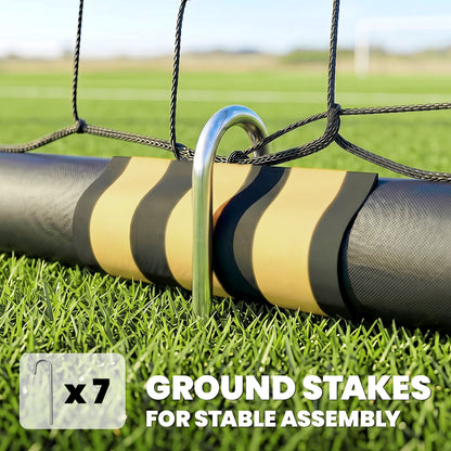10 x 6.5ft Football Goal | Metal Frame | EPE Foam Padding | PE Net | Ground Stakes | Garden & Park Training | Yellow