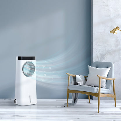 Evaporative Air Cooler, 6.5L 4-in-1 Bladeless Portable Cooler, Fan, Humidifier, Air Clean W/ Oscillation, 3 Speeds, 24H Timer, 2 Ice Packs