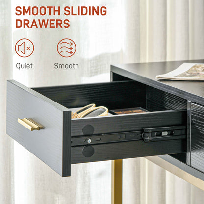 Dressing Table with Lighted Mirror, Cushioned Stool, Drawers, Shelves, Makeup Vanity Desk Set, Modern Dresser Vanity Table for Bedroom, Black