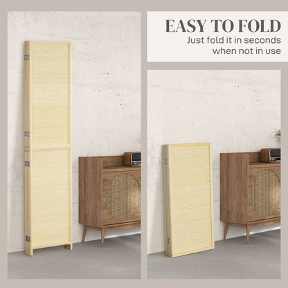 Room Divider, Freestanding Privacy Screen, 4 Panel Folding, 180 x 180cm, Natural
