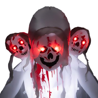 8.9FT Tall Halloween Inflatable Witch Ghost with Three Heads, Blow Up Outdoor Halloween Decoration with Build-in LED Lights for Garden, Lawn, Party