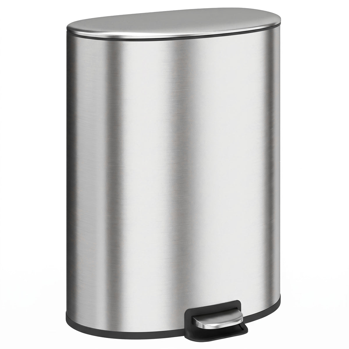 50L Kitchen Pedal Bin | Brushed Stainless Steel Silver Tone | Soft-Close & Stay-Open Lid | Removable Bucket, Bag Retainer & Deodoriser Compartment