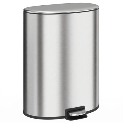 50L Kitchen Pedal Bin | Brushed Stainless Steel Silver Tone | Soft-Close & Stay-Open Lid | Removable Bucket, Bag Retainer & Deodoriser Compartment