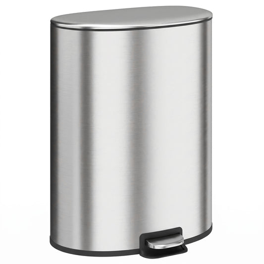 50L Kitchen Pedal Bin | Brushed Stainless Steel Silver Tone | Soft-Close & Stay-Open Lid | Removable Bucket, Bag Retainer & Deodoriser Compartment