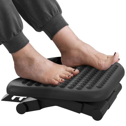 Footrest Adjustable Height & Angle Tilting Platform Home Office Foot Rest Black