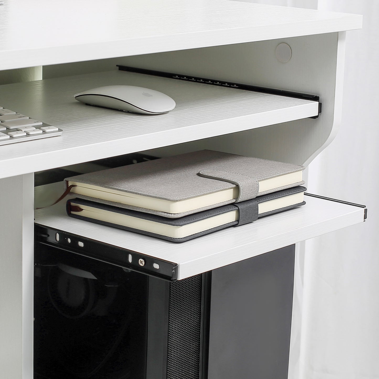 Multi-Storage Compact Work Desk, with Wheels - White