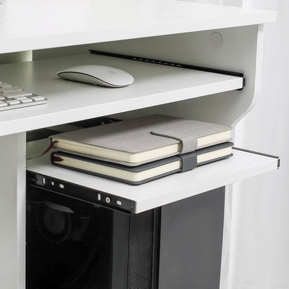 Multi-Storage Compact Work Desk, with Wheels - White