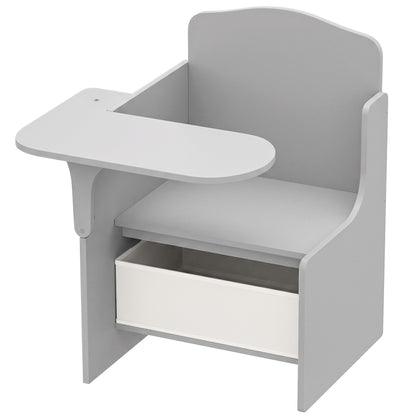 Kids Table and Chair Set | Grey Children's Desk with Storage Bin for Ages 3-5 | 2-in-1 Creative Activity Furniture