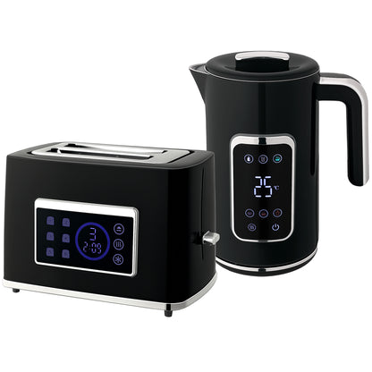 Touch Screen Kettle and Toaster Set - Cream / Grey / Black