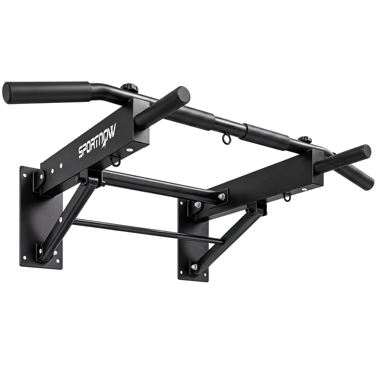 Wall Mounted Pull Up Bar | Foldable Chin Up Bar | 3 Resistance Band Hooks | 120kg Capacity | Home Gym | Black