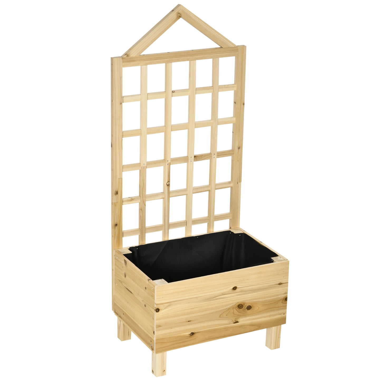 Garden Planters with Trellis for Vine Climbing, Distressed Wooden Raised Beds, 90x43x150cm, Natural Tone