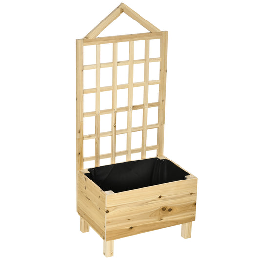 Garden Planters with Trellis for Vine Climbing, Distressed Wooden Raised Beds, 90x43x150cm, Natural Tone