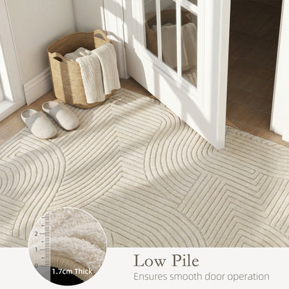 Geometric Rug | 200x140cm | 15mm Pile | Jacquard Weave | Non-Slip Backing | Reinforced Edges | Cream