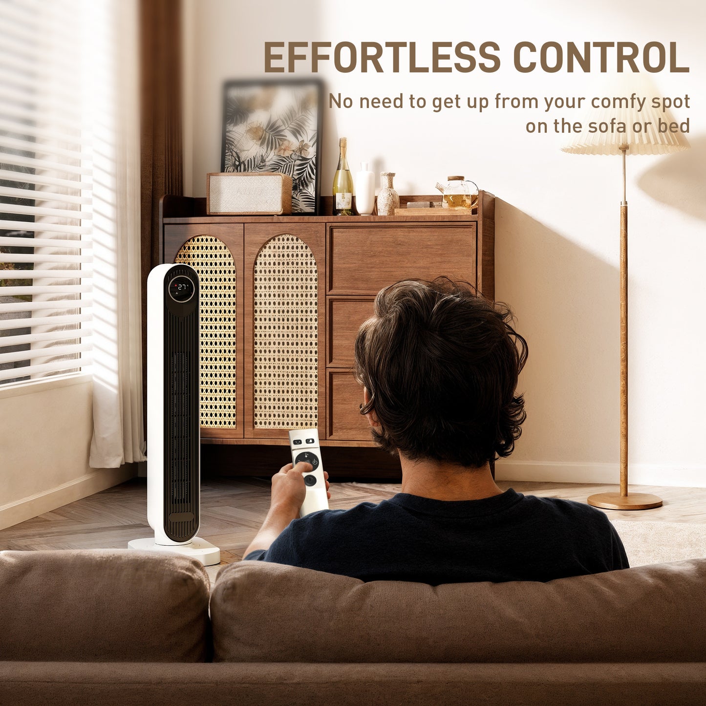 2000W Ceramic Electric Heater with Fan, Timer, Oscillation - White / Black