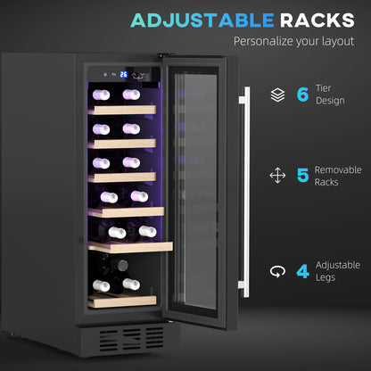 19 Bottle 5-18℃ Wooden Rack Wine Fridge - Black