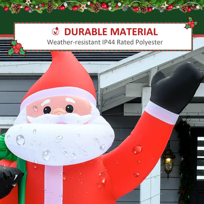 2.4m Christmas Inflatable Santa Holiday Yard Decoration With LED Lights, Indoor Outdoor Lawn Blow Up Decor