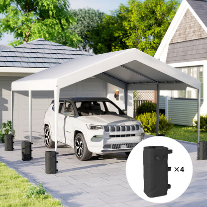 Set of 4 Heavy Duty Gazebo Weight Bags | 500D PVC | 25L Water / 31kg Sand Capacity | Wide Mouth | Adjustable Straps | Fits 25-70mm Legs | Foldable | Carry Handles | Black