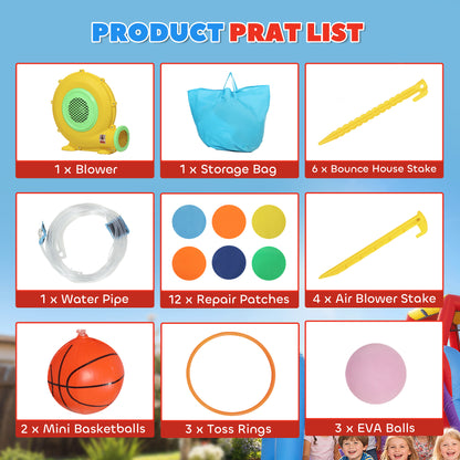 AIYAPLAY 8 in 1 Bouncy Castle for Kids, Inflatable Bounce House with Slide, Pool (Ball Pit), Water Cannon for Indoor Outdoor