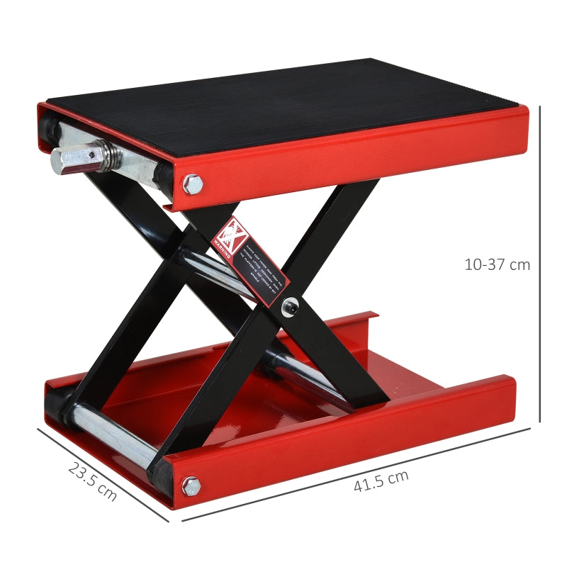 DURHAND 500KG Steel Motorbike Repair Lift Jack Scissor Hoist Stand Rubber Anti-Slip Top Bike Garage Home Red Black