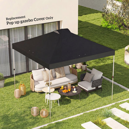 3x3m Gazebo Roof Replacement Canopy | UV50+ Waterproof | 210D Silver-Coated Oxford Fabric | Double Vented | 8 Drainage Holes | Hook & Loop | Fits 3x3m Straight-Leg Frames | Black