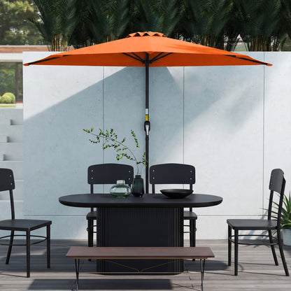 Half Round Wall Parasol Umbrella | UV & Splash Resistant Polyester | Powder-Coated Metal Frame | Crank Handle | Ideal for Balcony Patio & Small Gardens | 269x138x236cm | Orange