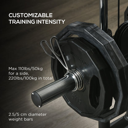 Home Gym Machine, Multifunctional Gym Equipment with High and Low Pulleys, Pull Up Bar, 15-Position Strength Workout Training Station