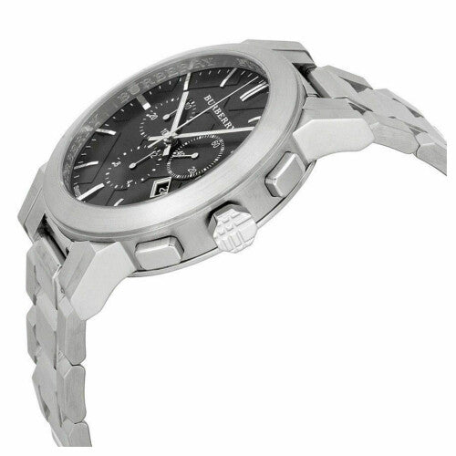 Burberry The City Black Dial Stainless Steel Men's Wrist Watch - Chronograph, Sapphire Crystal, Swiss Quartz BU9351