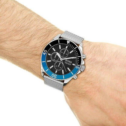 Hugo Boss Men's Ocean Edition Chronograph Watch | Black Dial | Mesh Bracelet | 46mm | 10ATM | HB1513742