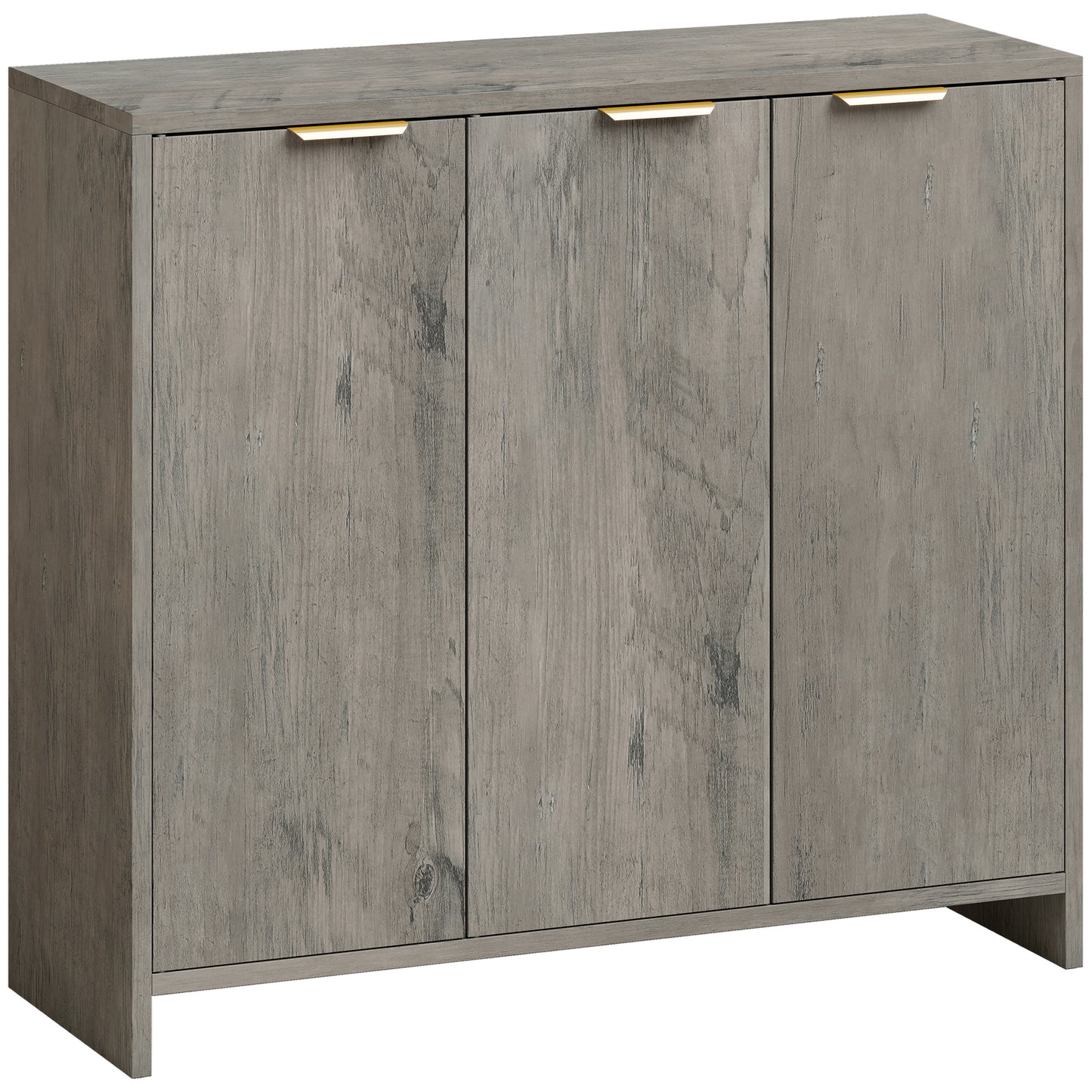Modern Sideboard Cabinet | 3 Doors | Adjustable Shelves | Gold Handles | Anti-Tip Kit | 40kg | Living Room & Dining Room | Grey