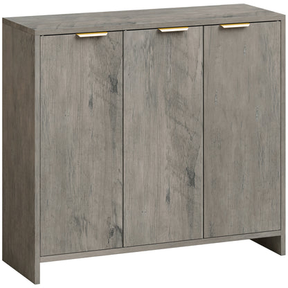 Modern Sideboard Cabinet | 3 Doors | Adjustable Shelves | Gold Handles | Anti-Tip Kit | 40kg | Living Room & Dining Room | Grey