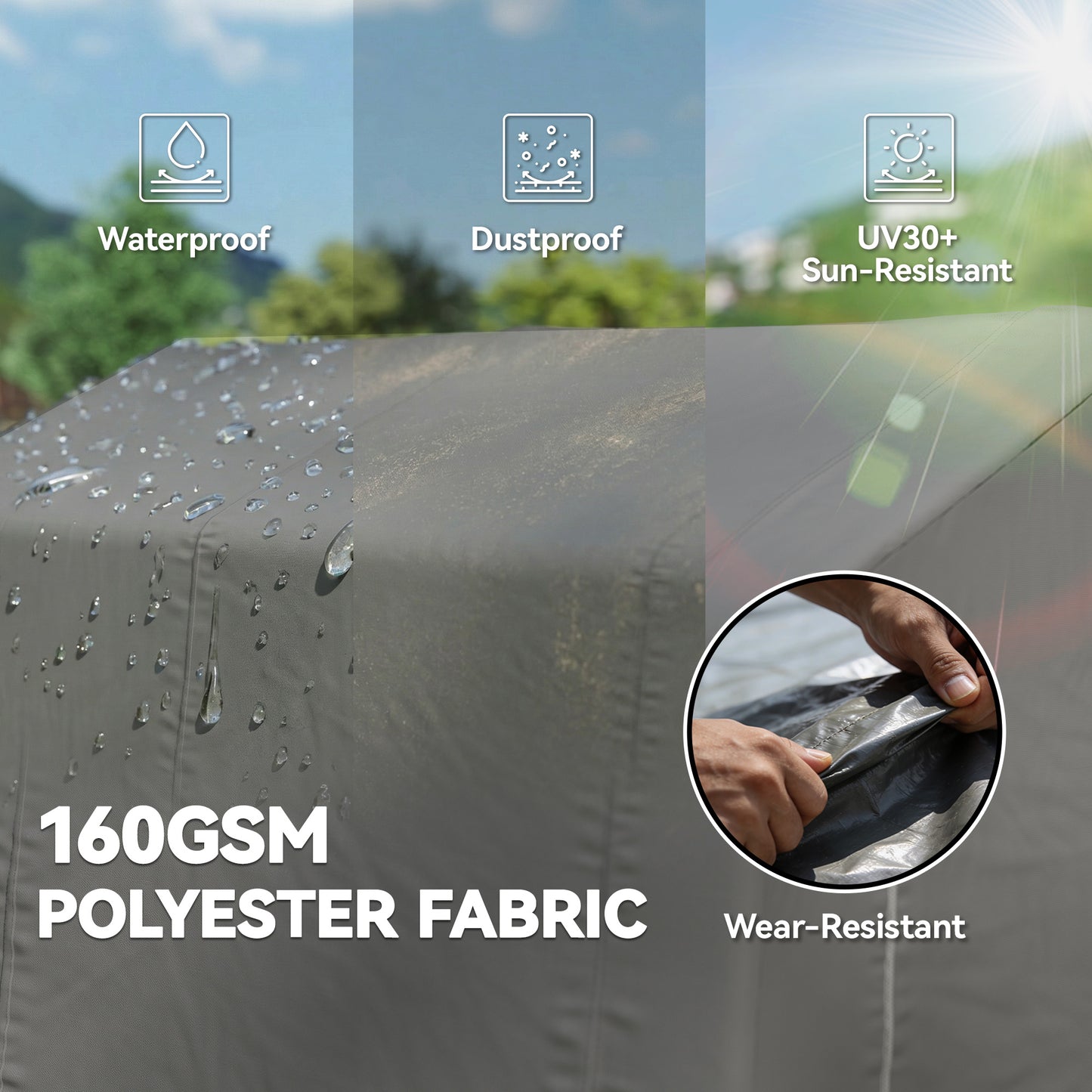 Waterproof UV30+ Polyester Bike Storage Tent | Galvanised Steel Frame | Roll-Up Double-Zip Door | Back Vent | Buckle Straps | Ground Stakes & Guy Ropes | 190x230x220cm | Dark Grey