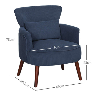 Corduroy Retro Accent Chair - Blue
