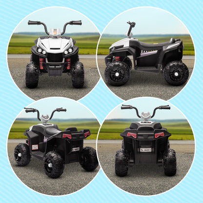 AIYAPLAY 12V Kids Electric Quad Bike w/ Spring Suspension System, Forward & Backward, LED Light, Music, MP3, White / Red