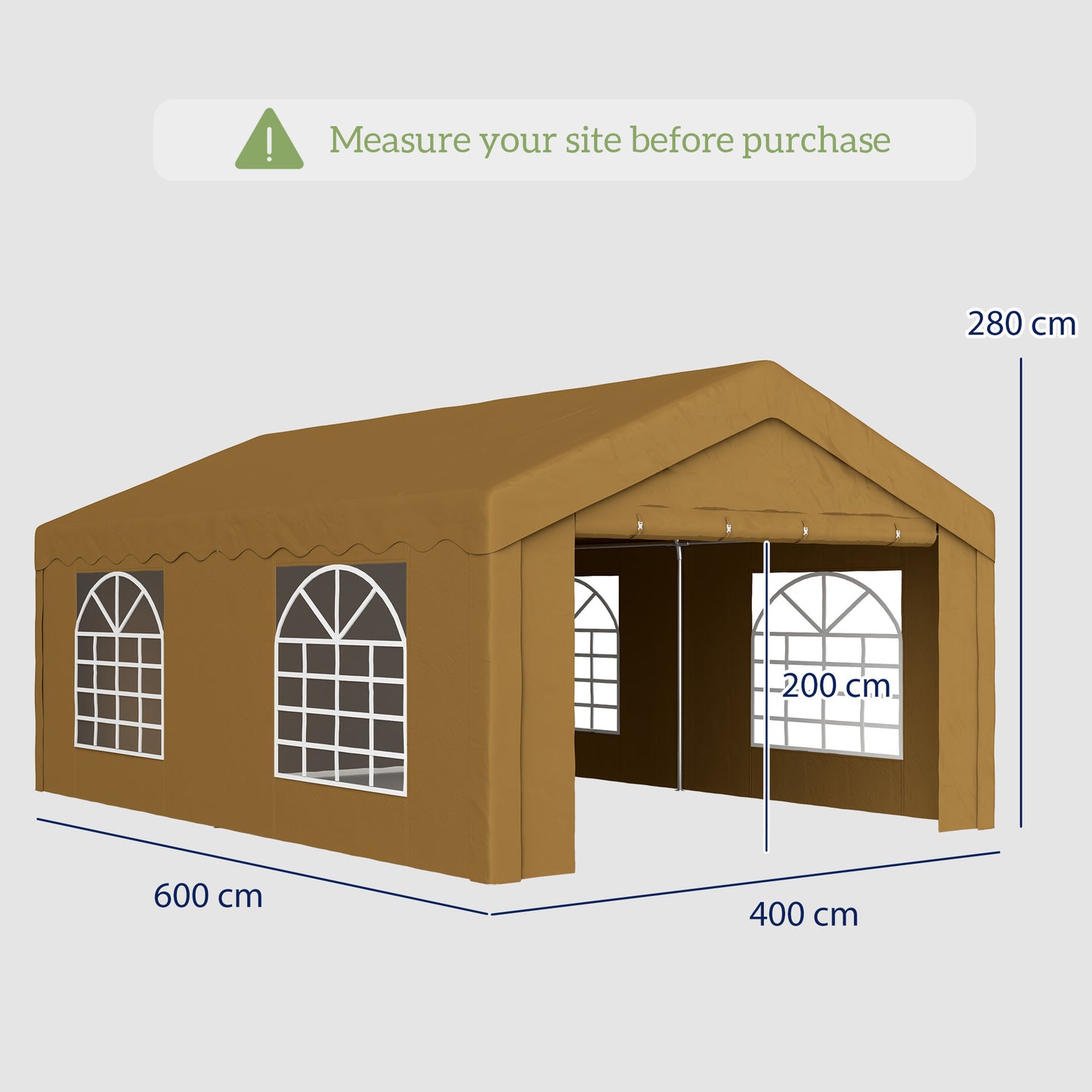 6m x 4m Garden Gazebo, Galvanised Marquee Party Tent with Removable Sides and Windows for Parties, Wedding and Events, Yellow