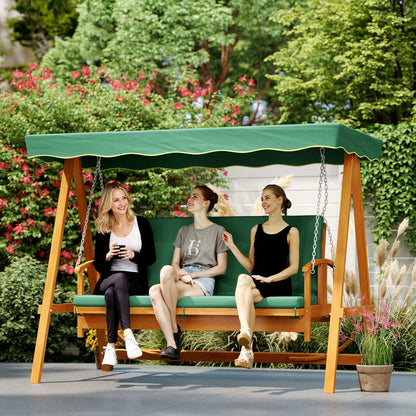 3 Seater 2-in-1 Wooden Garden Swing Seat Chair Bed Outdoor Convertible Hammock Bench Furniture Lounger