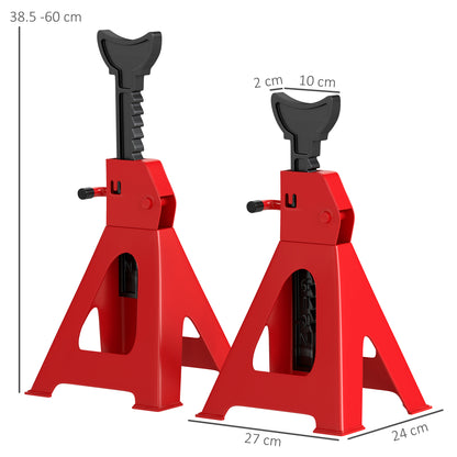 Axle Stands 3 Ton Car Jack Stands Pack of 2, 38.5-60 cm Height Adjustable Support Jack Stand, Heavy Duty Car Lift Tool for Vehicles, Workshops