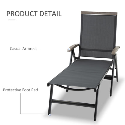 Set of 2 Reclining Sun Loungers | 5-Position Adjustable Backrest | Breathable Mesh Fabric | Powder-Coated Aluminium Frame | 150kg Capacity | Folds Flat | Patio & Garden | Grey
