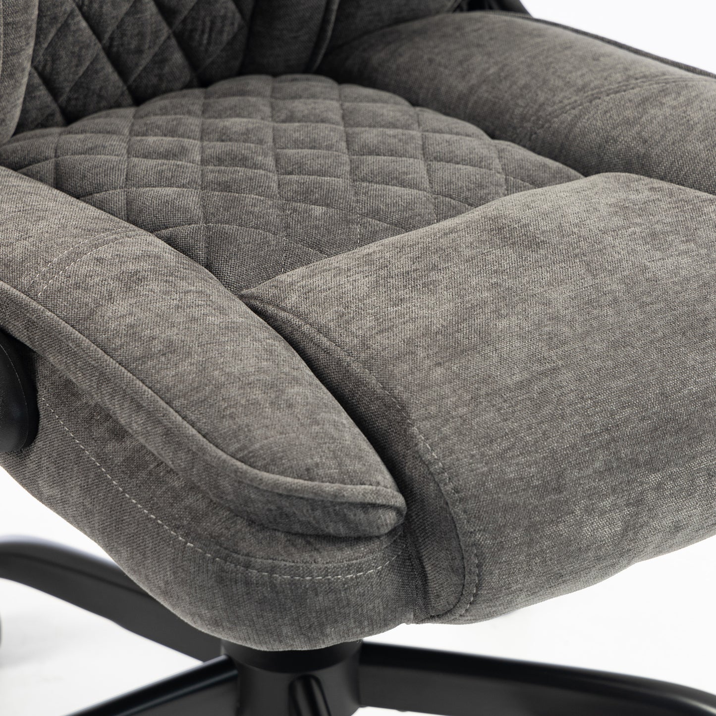 Ergonomic Office Chair | Flip-Up Armrests | Pocket Springs | Class 3 Gas Lift | Linen-Look Fabric | Diamond Pattern | Dark Grey / Beige