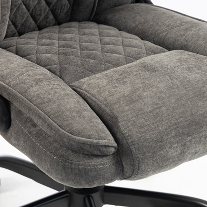 Ergonomic Office Chair | Flip-Up Armrests | Pocket Springs | Class 3 Gas Lift | Linen-Look Fabric | Diamond Pattern | Dark Grey / Beige