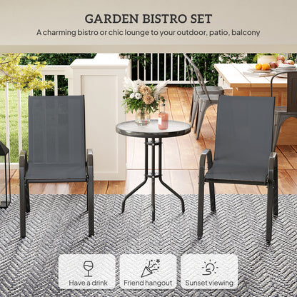 Outsunny Three-Piece Outdoor Garden Furniture Dining Set - Grey