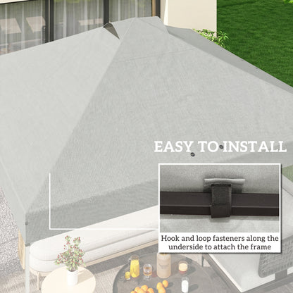 3x3m Gazebo Roof Replacement Canopy | UV50+ Waterproof | 210D Silver-Coated Oxford Fabric | Double Vented | 8 Drainage Holes | Hook & Loop | Fits 3x3m Straight-Leg Frames | White
