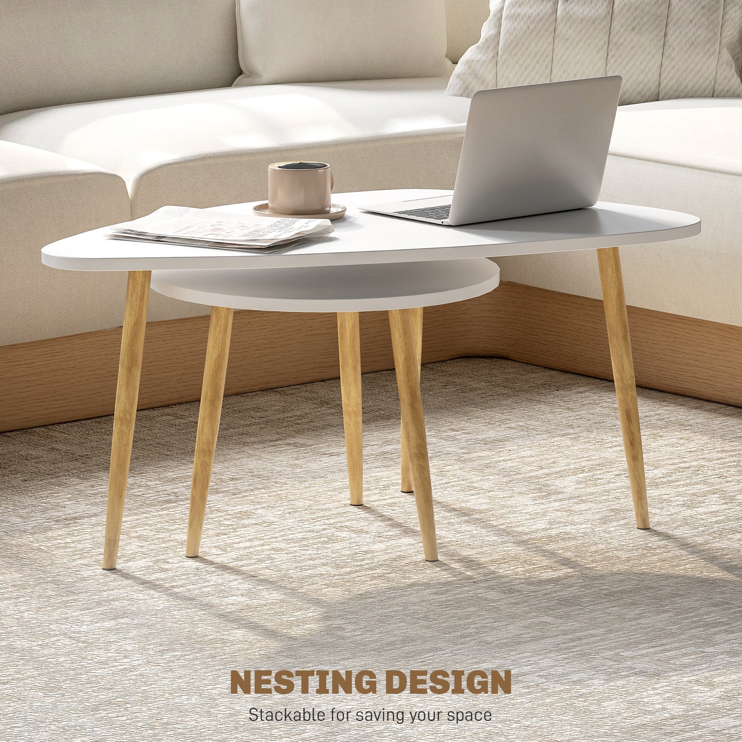 Set of Two Scandinavian-Style Coffee Tables - White