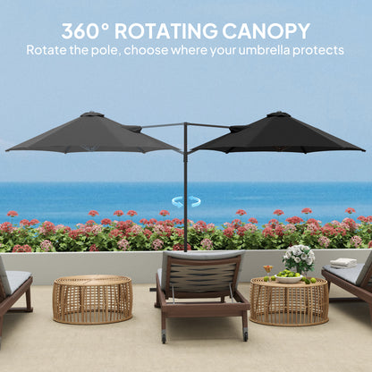 2.5M Garden Cantilever Parasol, Offset Roma Patio Umbrella Hanging Sun Shade Canopy Shelter with 360° Rotation and Cross Base, Black
