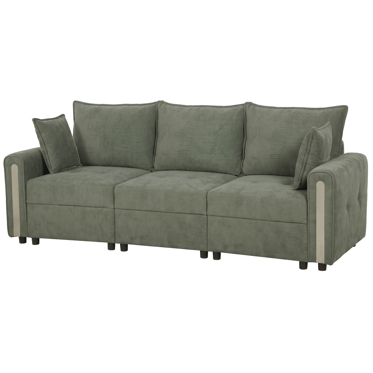 3-Seater Velvet Sofa with Lift-Up Storage | 228Wx68Dx88H cm | 190cm Wide Seat | 15cm Seat Cushion | 20cm Back Cushion | 15cm Arms | Multilayer Board & Metal Frame | 360kg | Living Room | Dark Green
