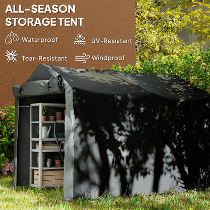 2.2 x 1.6 m Garden Storage Tent, Waterproof Anti-UV Bike Tent with Roll-up Zipper Door, Galvanised Outdoor Storage Shelter Carport for Bike