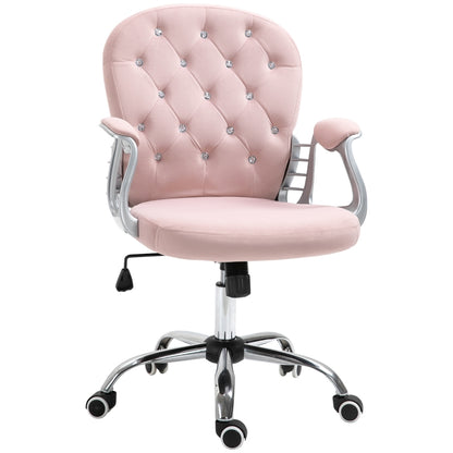 Vinsetto Height Adjustable Home Office Chair, Button Tufted Computer Chair with Padded Armrests and Tilt Function