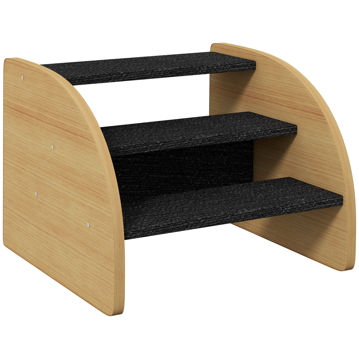 Dog Stairs | 3-Step Oak Effect Pet Steps for Sofa & Bed with Side Panels
