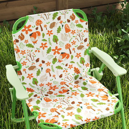 AIYAPLAY 4 Pieces Kids Garden Table and Chair Set with Adjustable Parasol, Folding Chairs, Table, Fox Pattern, Green / Pink