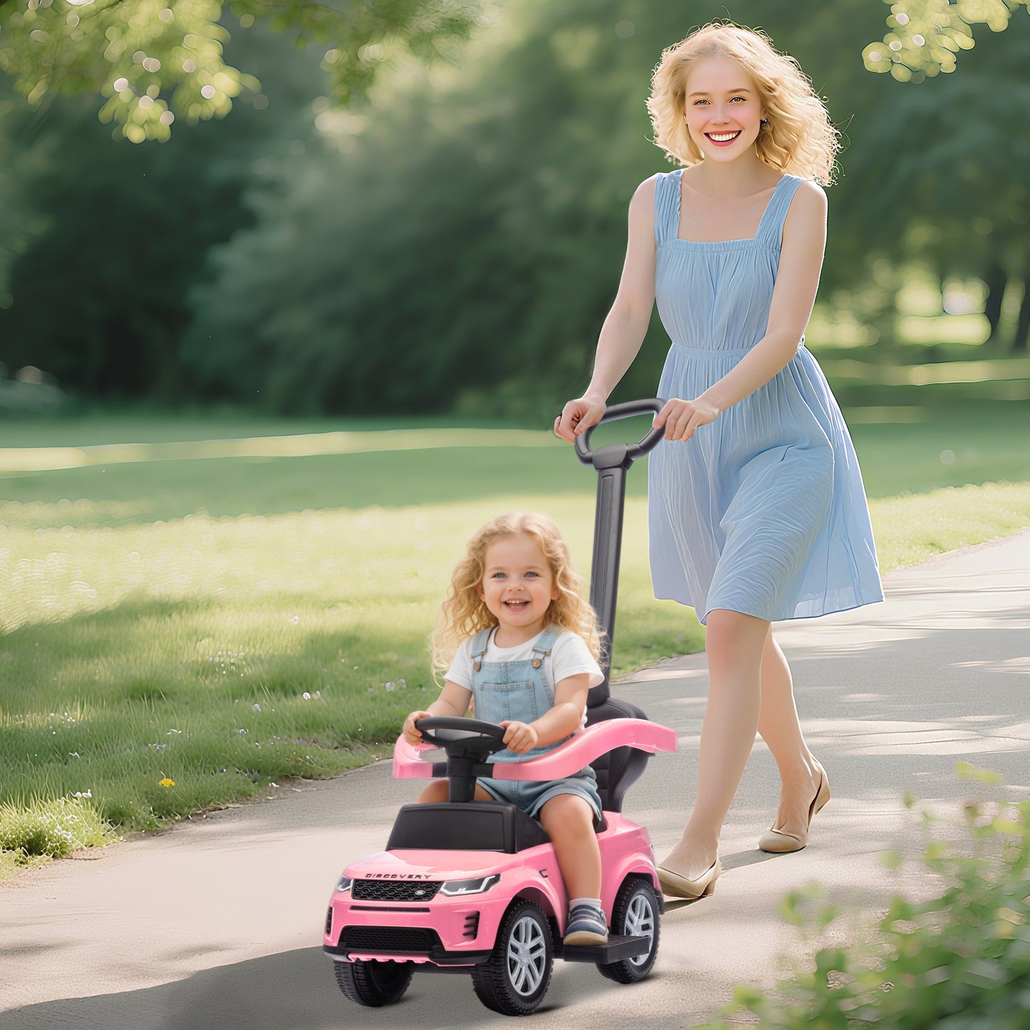 AIYAPLAY LAND ROVER DISCOVERY Licensed Baby Push Car, 2-in-1 Ride on Car with Push Handle and Safety Guardrail