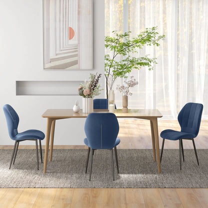 Set of Four Flannel Relaxed Tub Dining Kitchen Chairs - Dark Blue